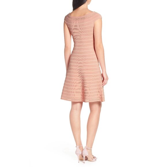 NEW Eliza J Off The Shoulder Fit and Flare Sweater Dress in Pink, Size M - Picture 8 of 16